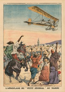 A „Petit Journal” repülőgép Marokkó felett repül, illusztráció a „Le Petit Journal” című folyóiratból, mellékelt illusztráció, 1911. október 1.